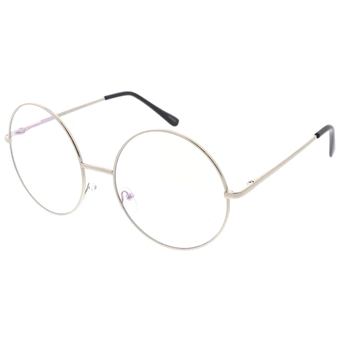 1920's Vintage Era Large Round Metal Clear Lens Glasses