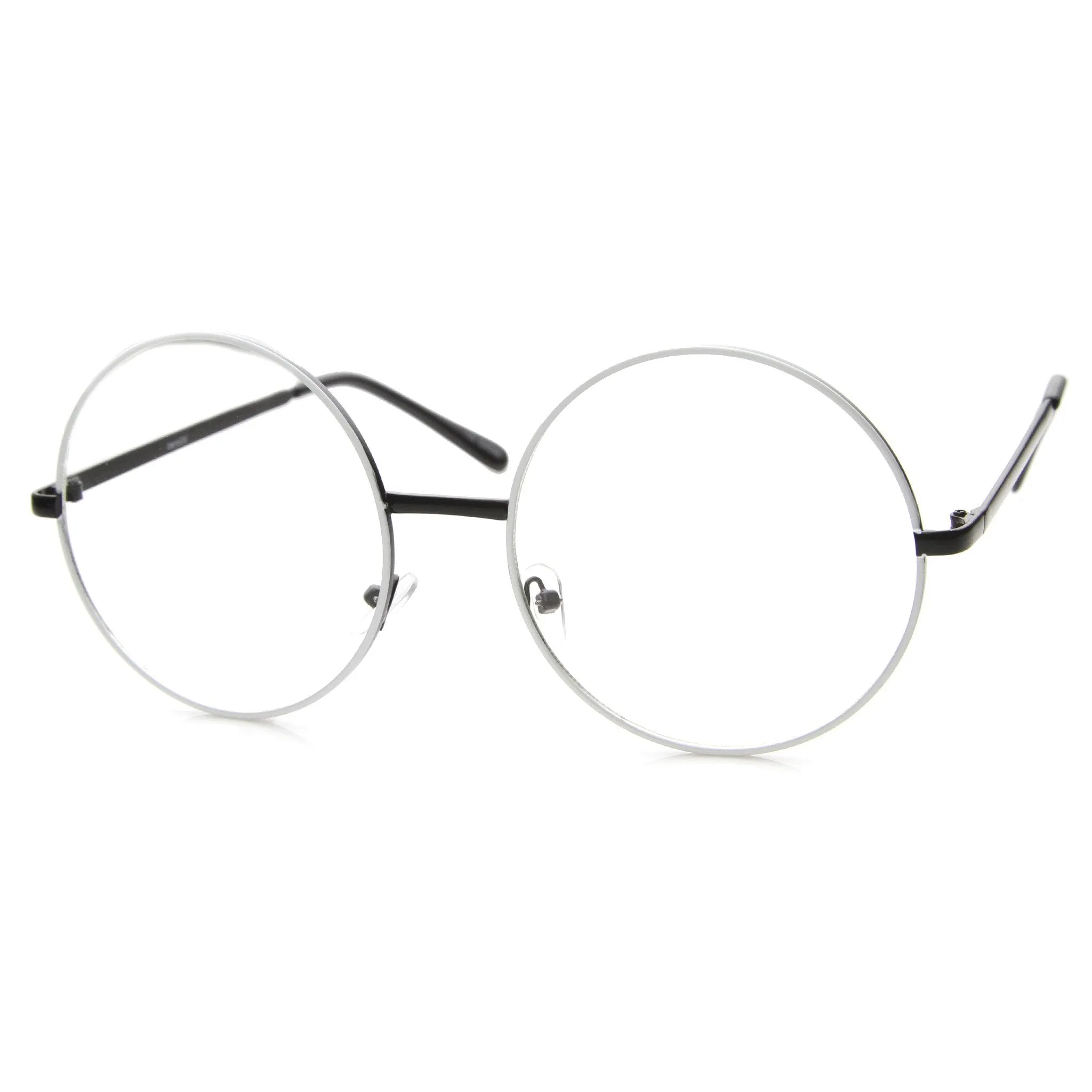 1920's Vintage Era Large Round Metal Clear Lens Glasses