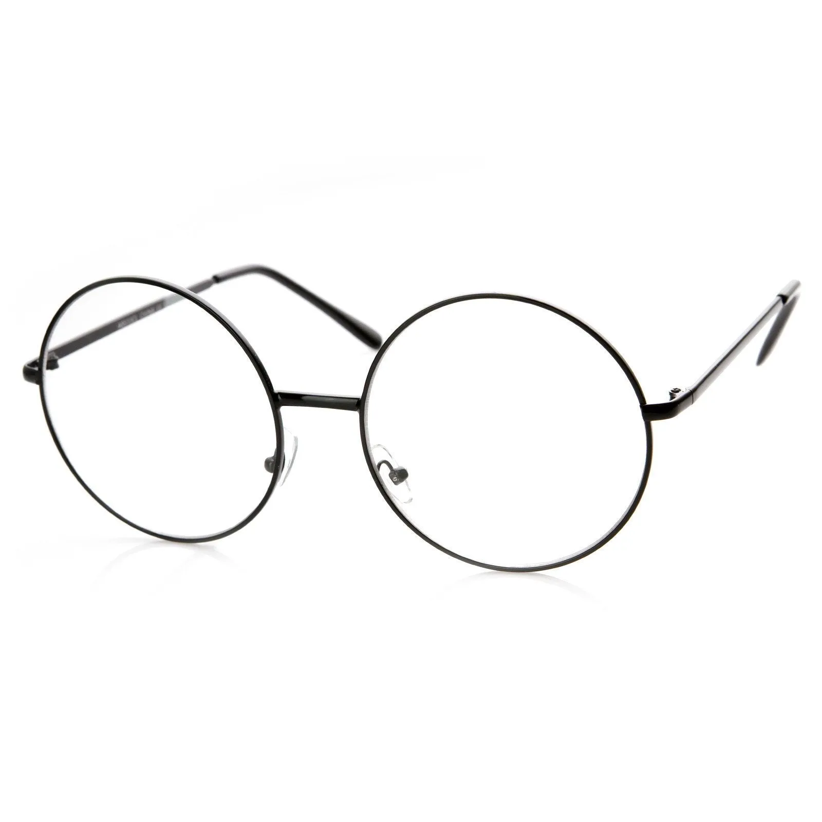 1920's Vintage Era Large Round Metal Clear Lens Glasses