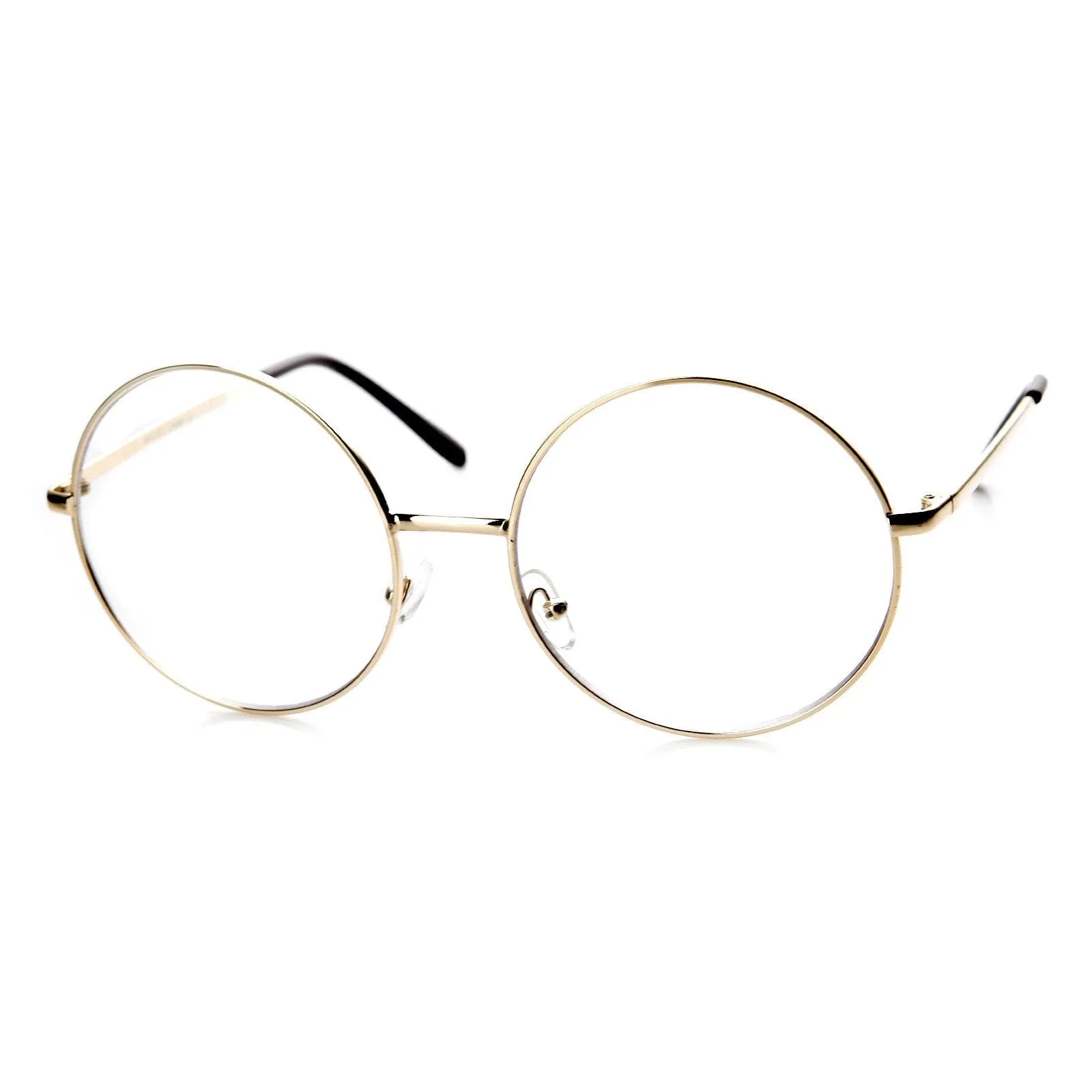 1920's Vintage Era Large Round Metal Clear Lens Glasses