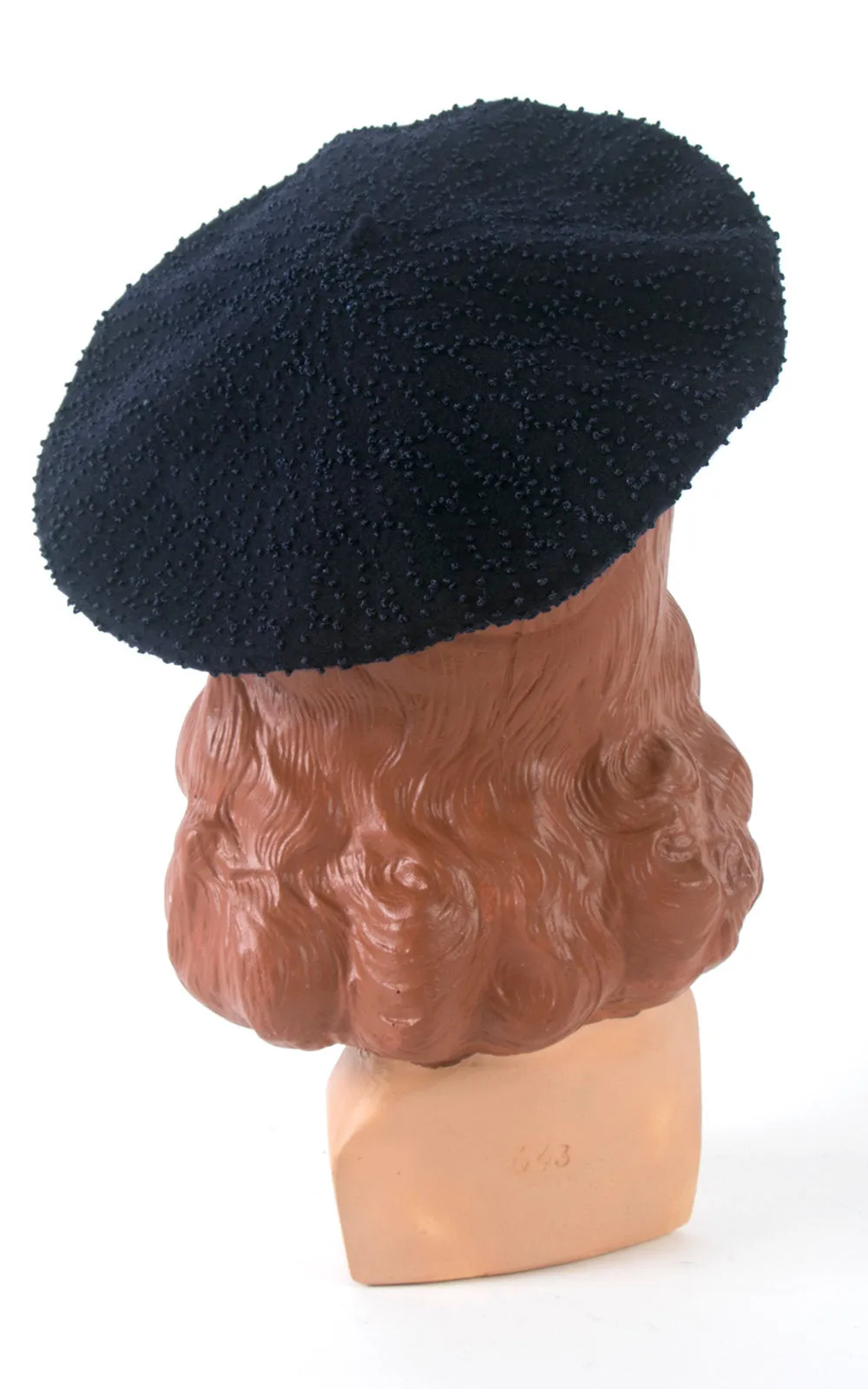 1940s Navy Blue French Knot Beret