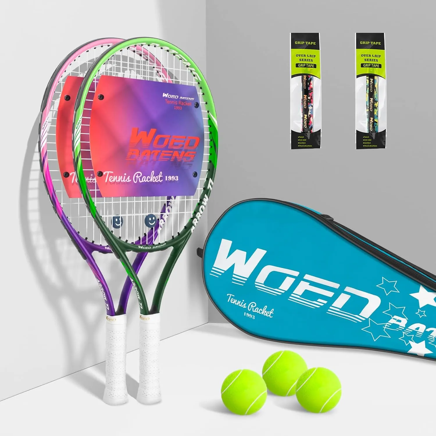 19" 23" 25" Kids Tennis Racket Junior/Youth Tennis Racquet with Tennis Ball Carry Bag Overgrips Vibrations Dampers