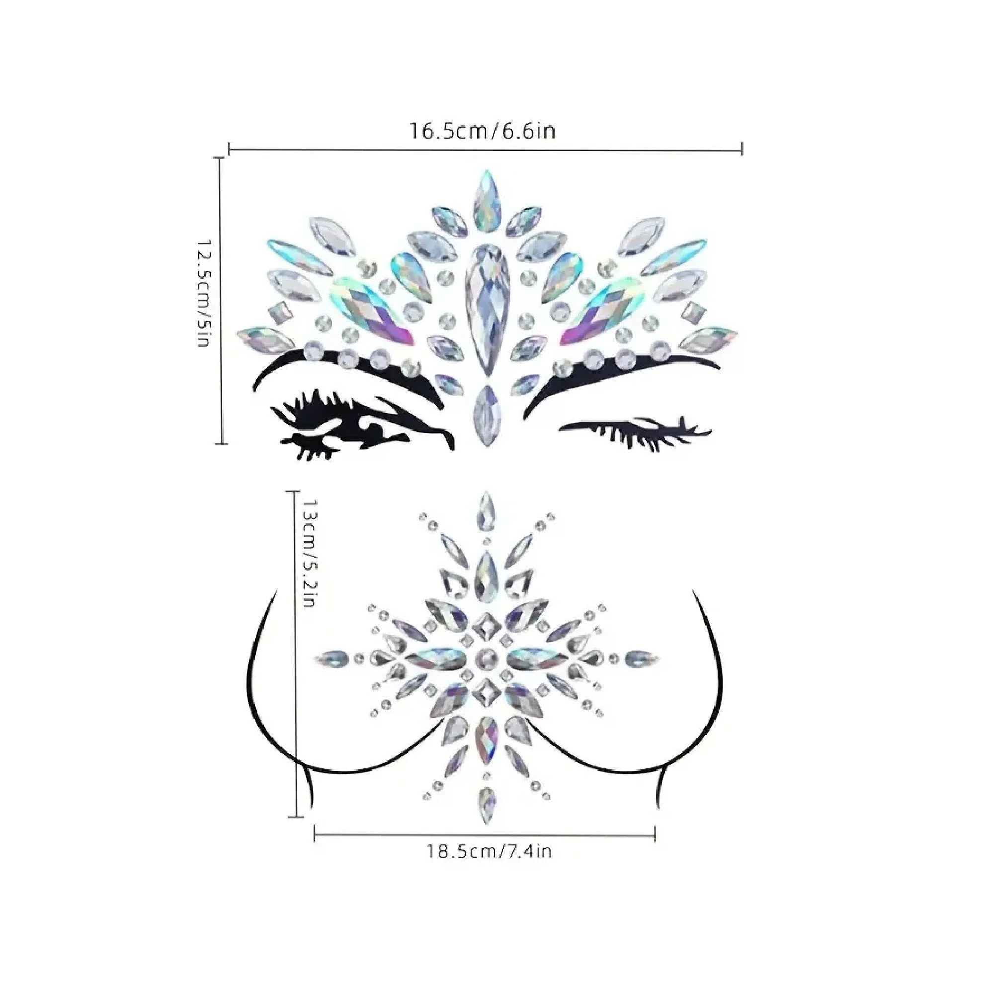 2 Pieces Acrylic Rhinestone Body Jewelry | Festival Mermaid Chest Stickers