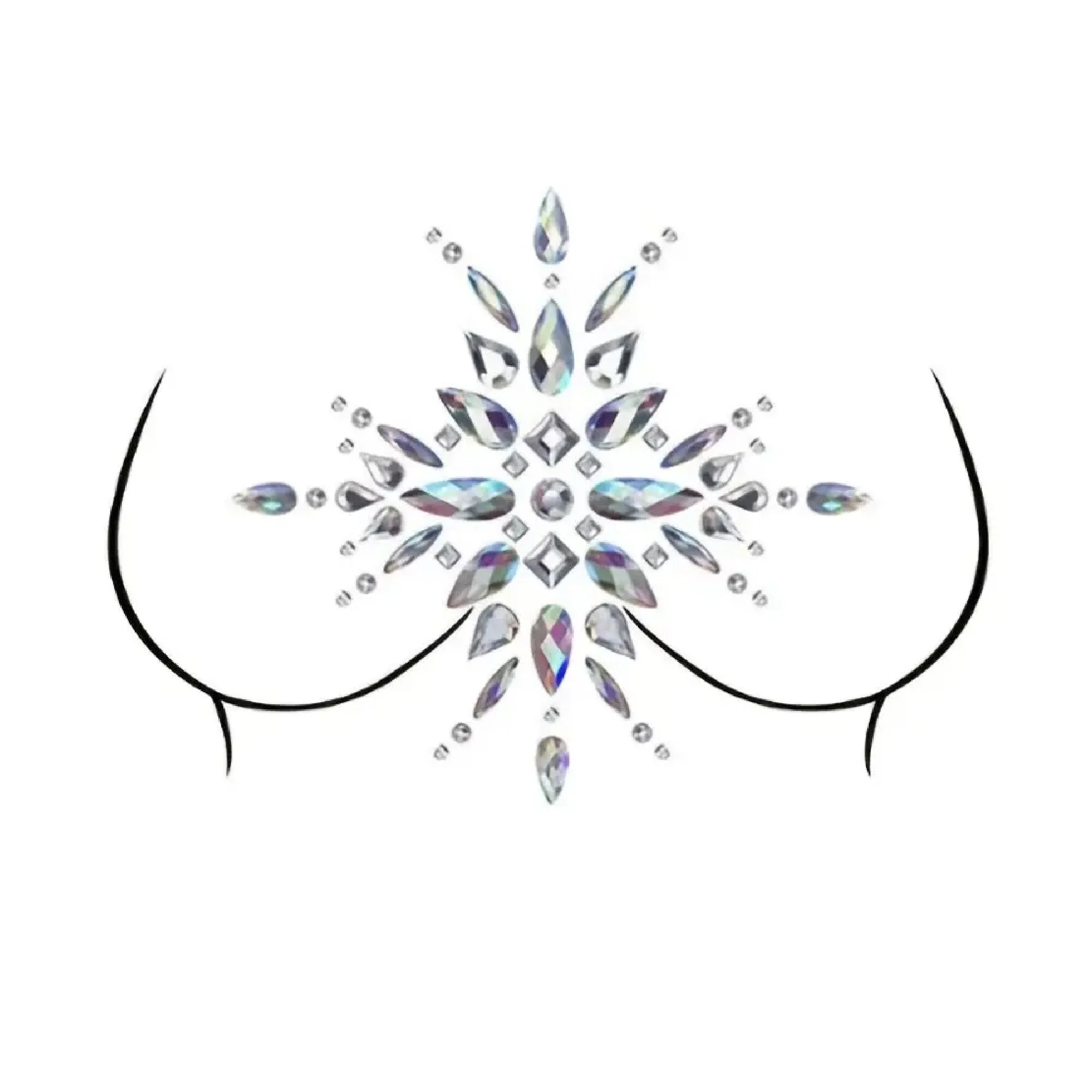 2 Pieces Acrylic Rhinestone Body Jewelry | Festival Mermaid Chest Stickers