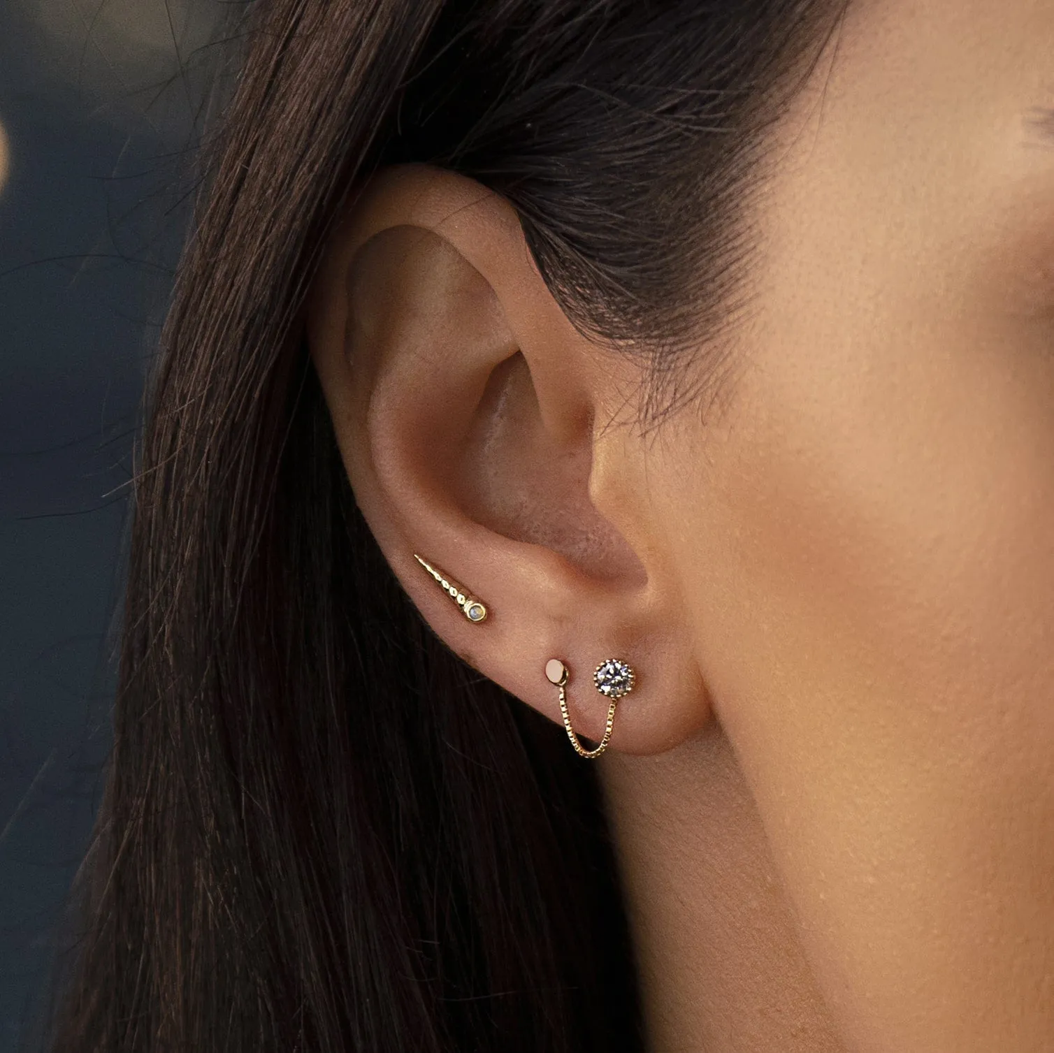 2.5mm Tiny Disc 14K Gold Flat Back Earring
