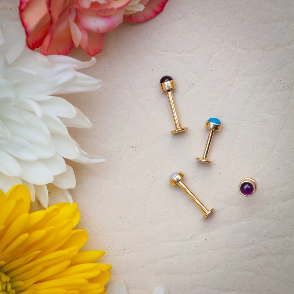 2mm Turquoise Cabochon Flat Back Stud