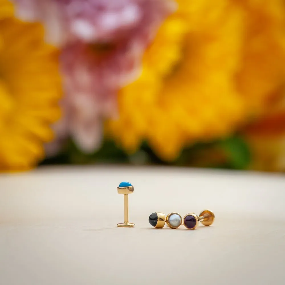 2mm Turquoise Cabochon Flat Back Stud