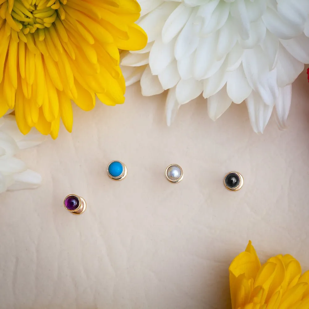 2mm Turquoise Cabochon Flat Back Stud