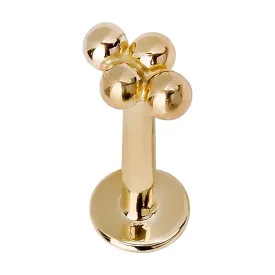 4 Bead 14K Gold Labret Lip Ring Tragus Cartilage Stud