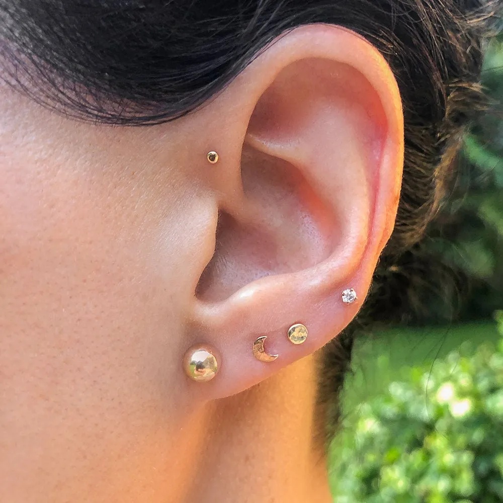 4mm Disc Artisan Hammered 14K Gold Flat Back