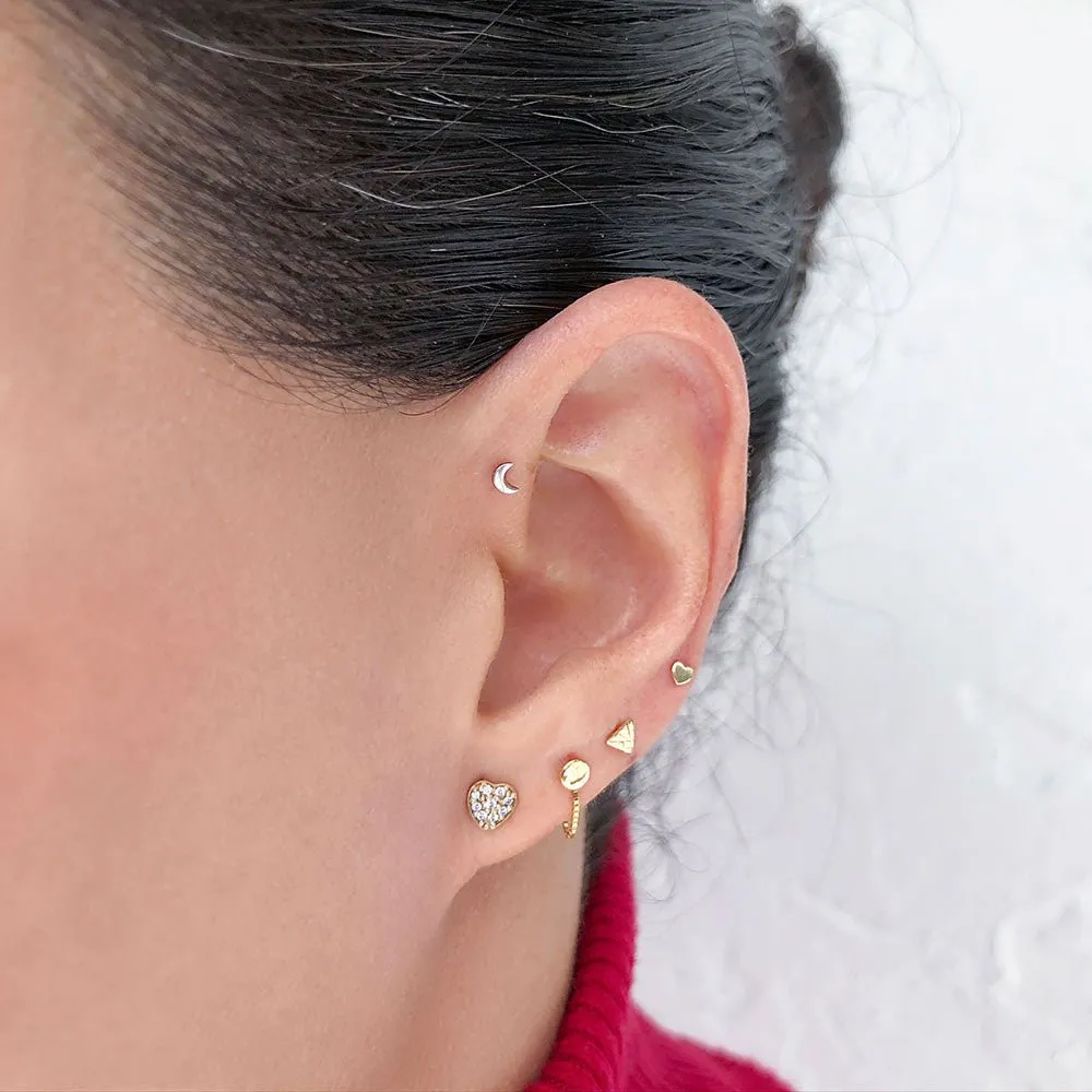 4mm Disc Artisan Hammered 14K Gold Flat Back