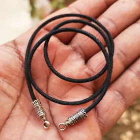 5 Pcs Pkg. Thick Cotton cord/threads lace, Silver Oxidized Cord End' Black Choker cords,, Rope size 1.5-2 mm