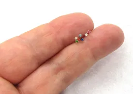 7 Small 1.5mm Gem Crystal Claw Set Straight Nose Stud L Bend Shape Bent Post Pin Jewelry 22 gauge 22G Pin Assorted Colors