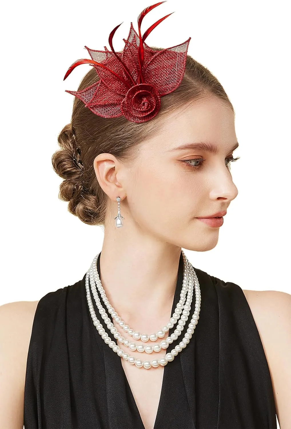 BABEYOND Fascinators Hats for Women - Tea Party Hat Kentucky Fascinator Derby Feather Flower Hair Clip Bridal Wedding