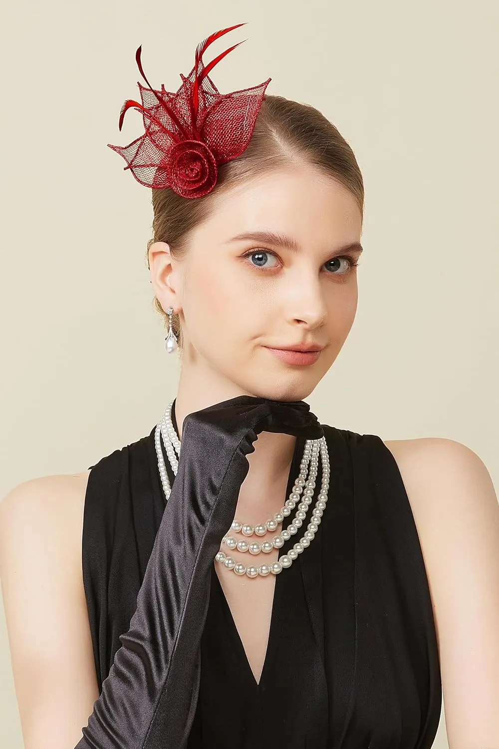 BABEYOND Fascinators Hats for Women - Tea Party Hat Kentucky Fascinator Derby Feather Flower Hair Clip Bridal Wedding