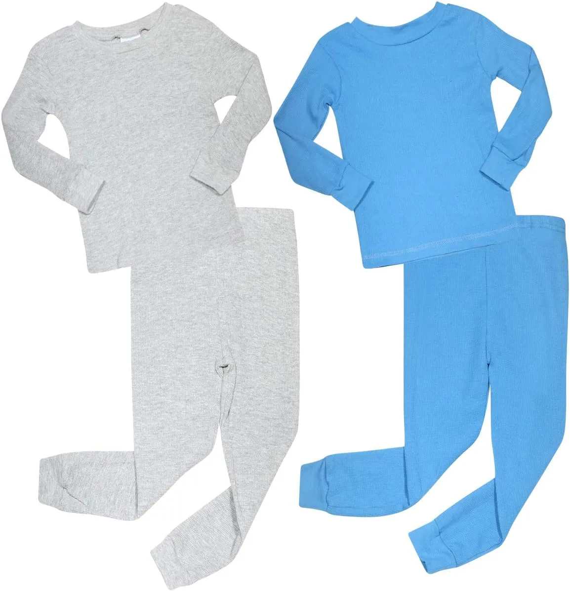 Baby Boys' Base Layer - 4 Piece Soft Stretch Waffle Knit Tops and Jogger Tights - Underlayer for Boys (12M-4T)
