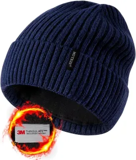 Beanie Hats for Men 30% Merino Wool Knit Hat, Winter Hats for Women Thick Warm Lined, Beanie for Women Cold Weather Skull Cap