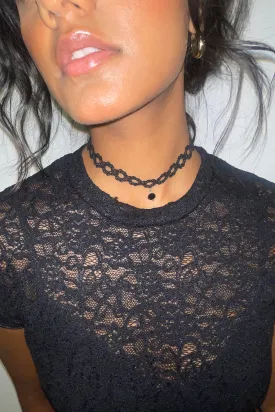 BLACK LACE TIE NECKLACE