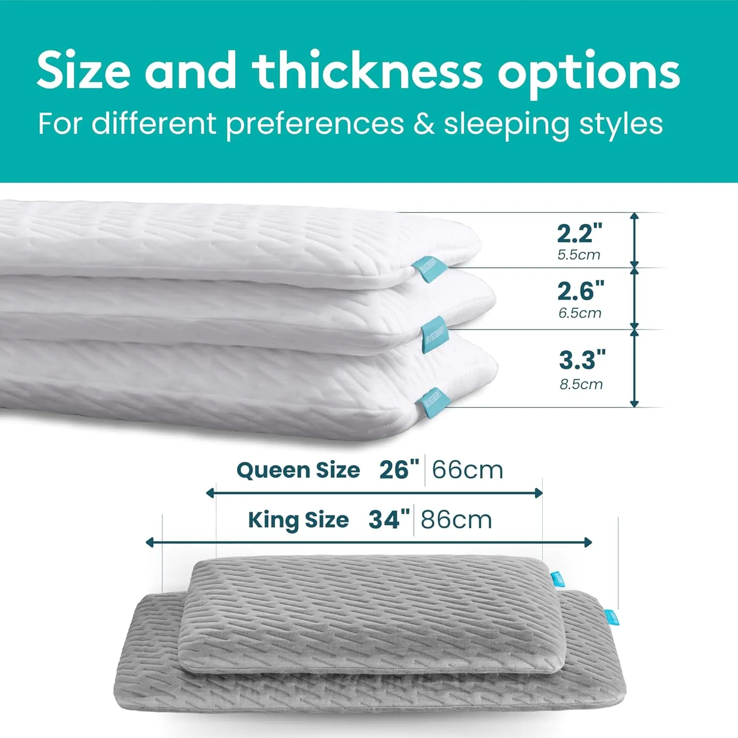 BLISSBURY Stomach Sleeping Pillow - Flat Pillows for Sleeping | Thin Memory Foam Pillow for Stomach Sleepers | Ultra Thin Pillow for Sleeping | Slim Pillow, Stomach Sleeper Pillow | 2.6 Inch Thickness