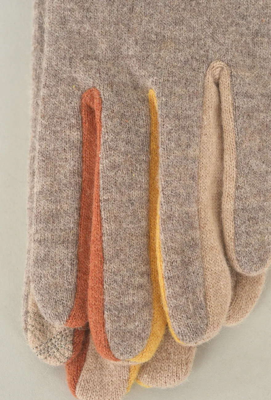 Bow Detail Knit Wool/Cashmere Glove, Vison