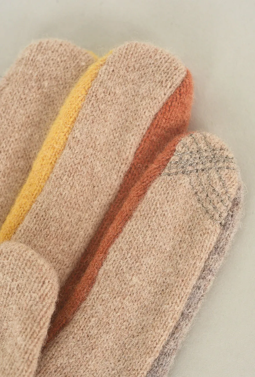 Bow Detail Knit Wool/Cashmere Glove, Vison