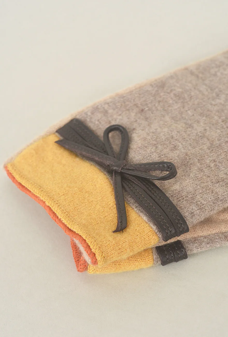Bow Detail Knit Wool/Cashmere Glove, Vison