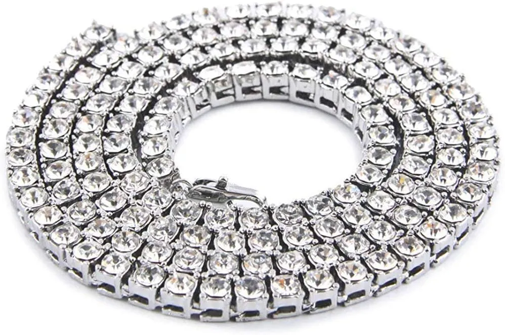 Charles Raymond Iced Out Hip Hop Gold or Silver Tone CZ Miami Cuban Link Chain Choker Necklaces Set