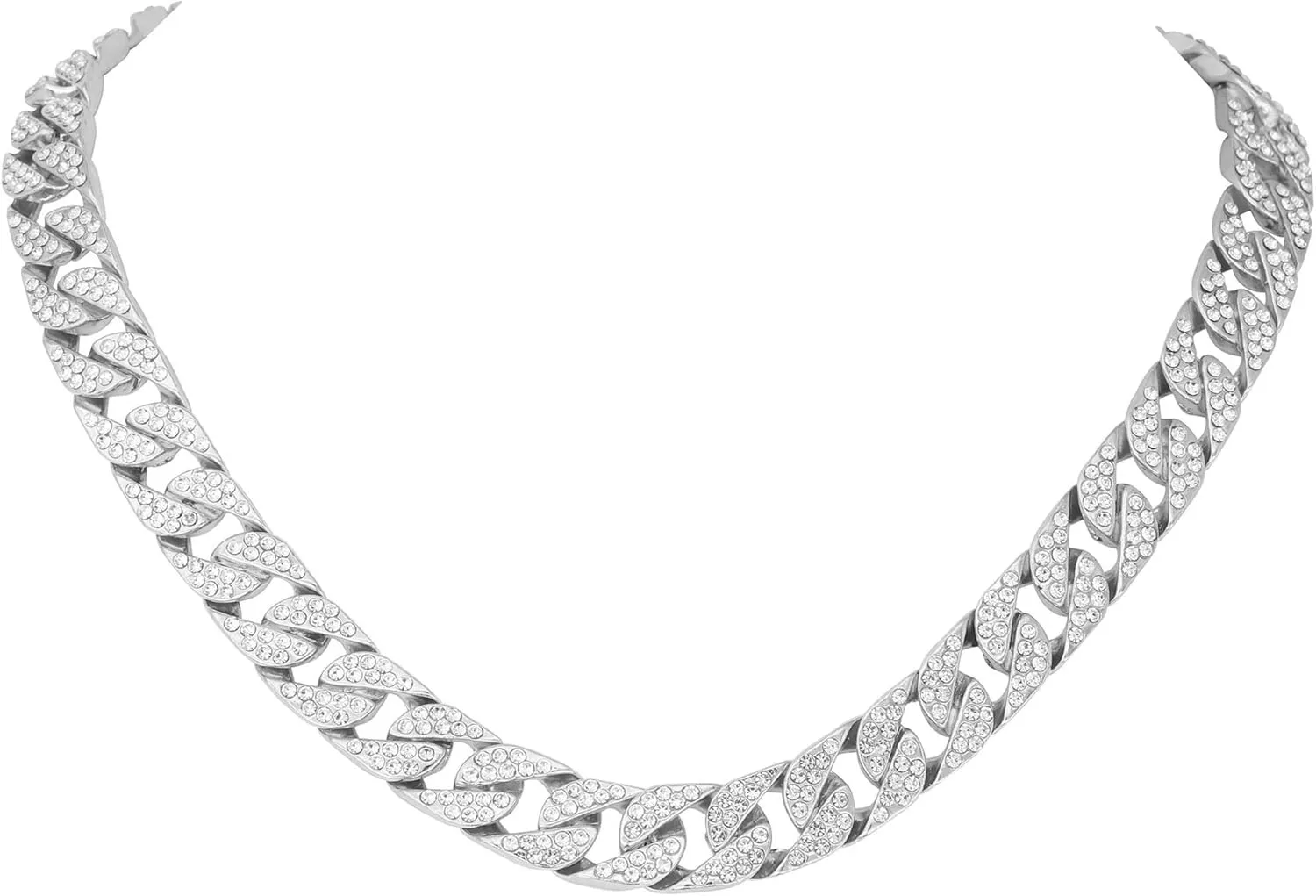 Charles Raymond Iced Out Hip Hop Gold or Silver Tone CZ Miami Cuban Link Chain Choker Necklaces Set