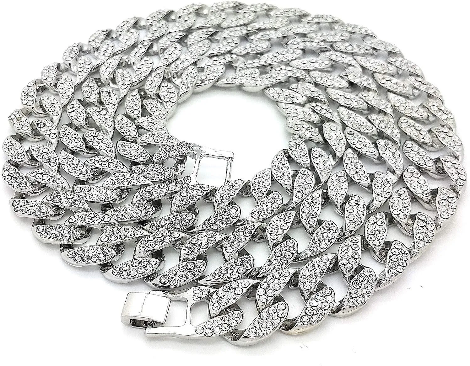 Charles Raymond Iced Out Hip Hop Gold or Silver Tone CZ Miami Cuban Link Chain Choker Necklaces Set