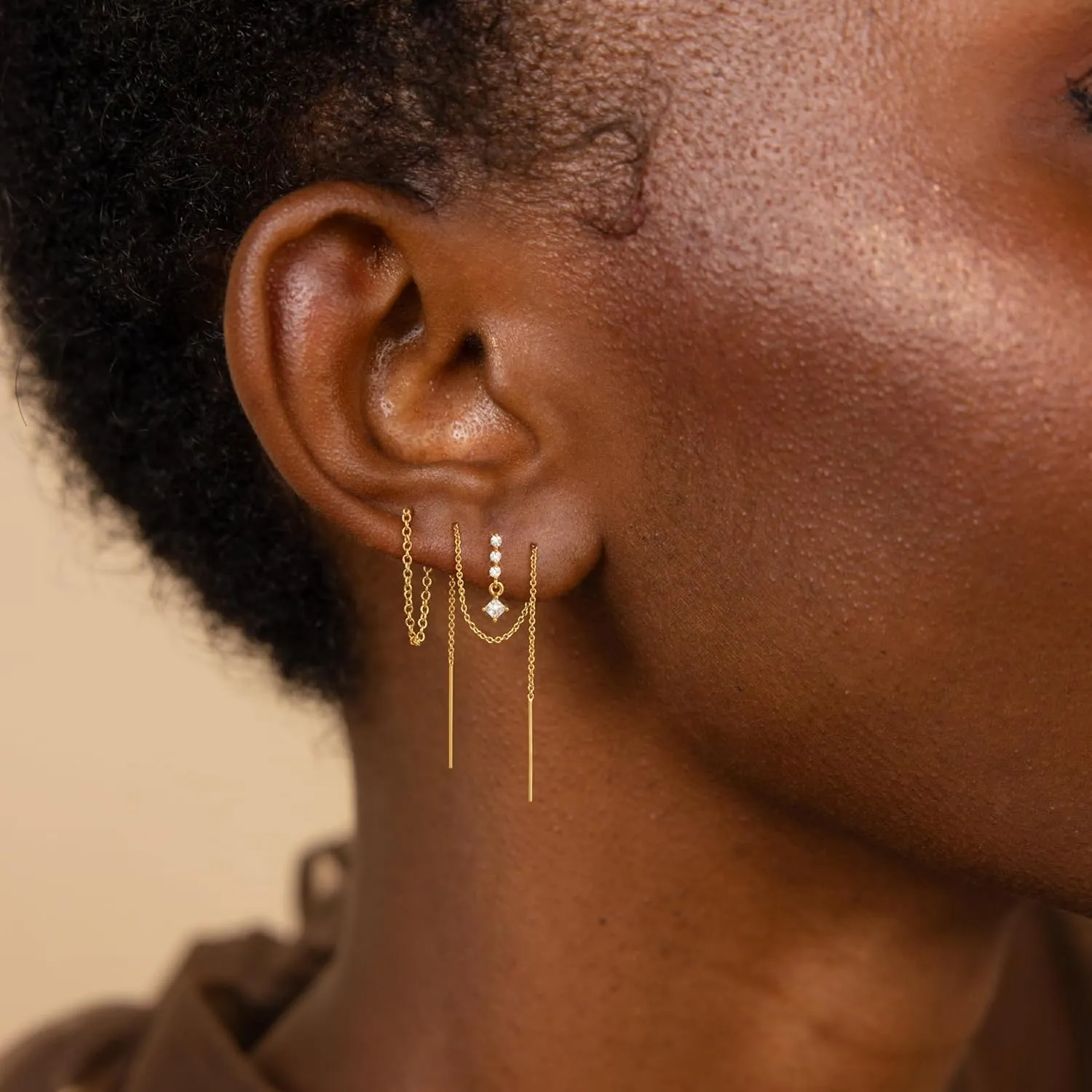 CHESKY Dangle Earrings for Women Trendy, Dainty 14K Gold Plated Chain Earrings for Womens Simple Threader Earrings Non Tarnish Hypoallergenic Long Drop Earrings Jewelry Set for Women Gifts