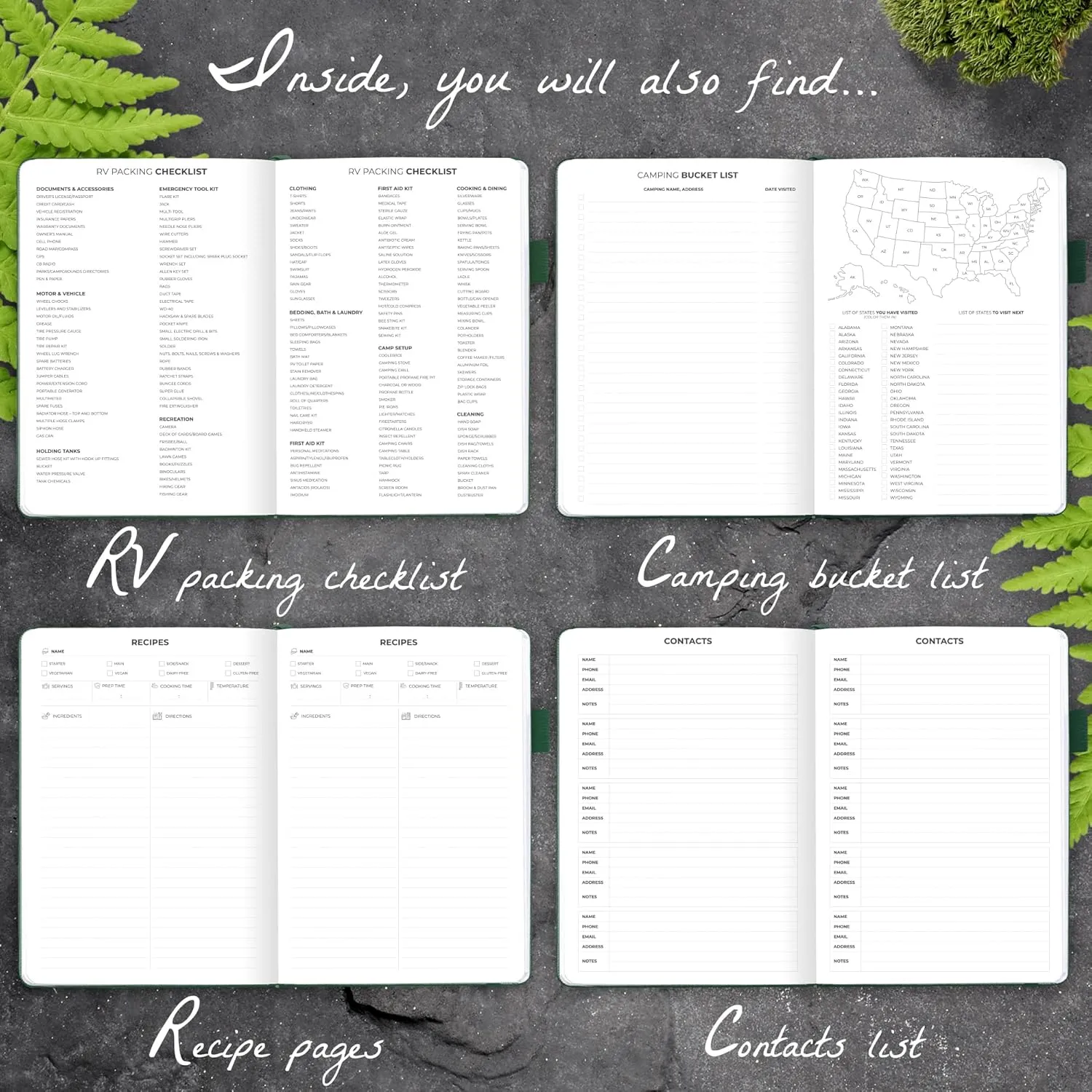 Clever Fox Camping Journal  Camper Log Book & RV Trip Planner  Outdoor Camp Journal & Adventure Travel Notebook  12 Trips Total, 8 Pages per Trip  Hardcover, A5 Size (Forest Green)