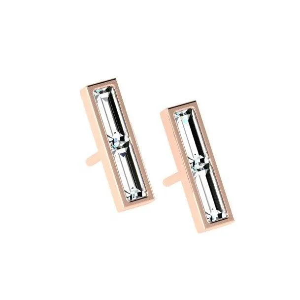 Diamond Bar Earrings 14K Gold