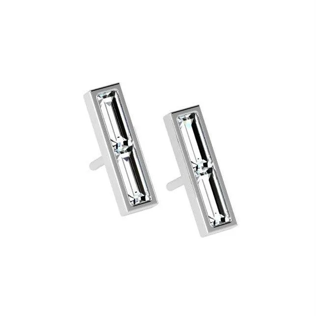 Diamond Bar Earrings 14K Gold