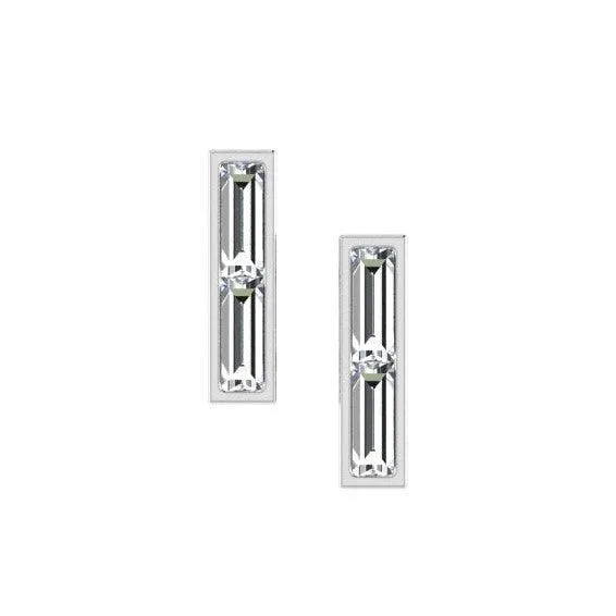 Diamond Bar Earrings 14K Gold