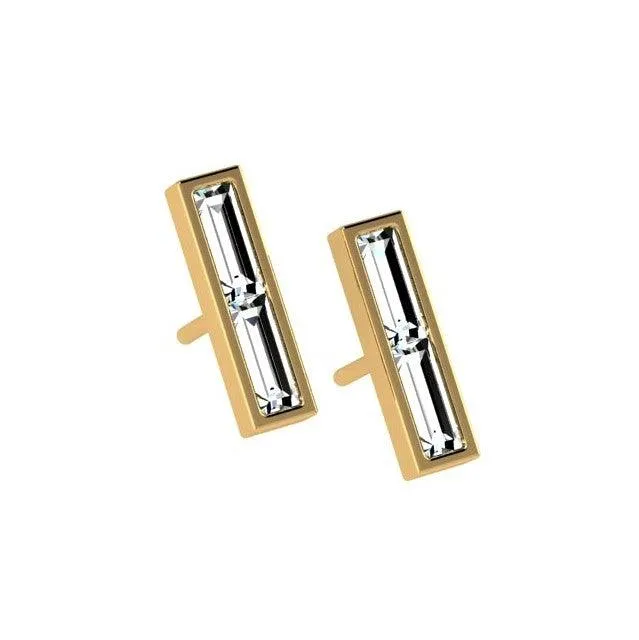 Diamond Bar Earrings 14K Gold