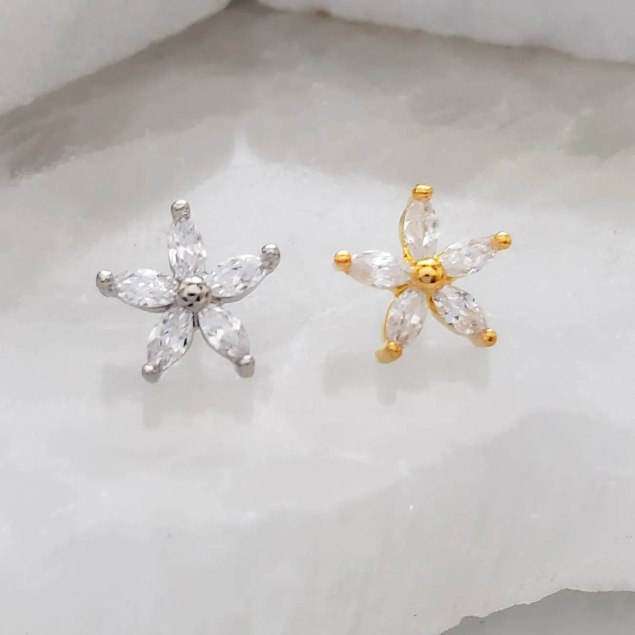 Diamond CZ Flower Stud