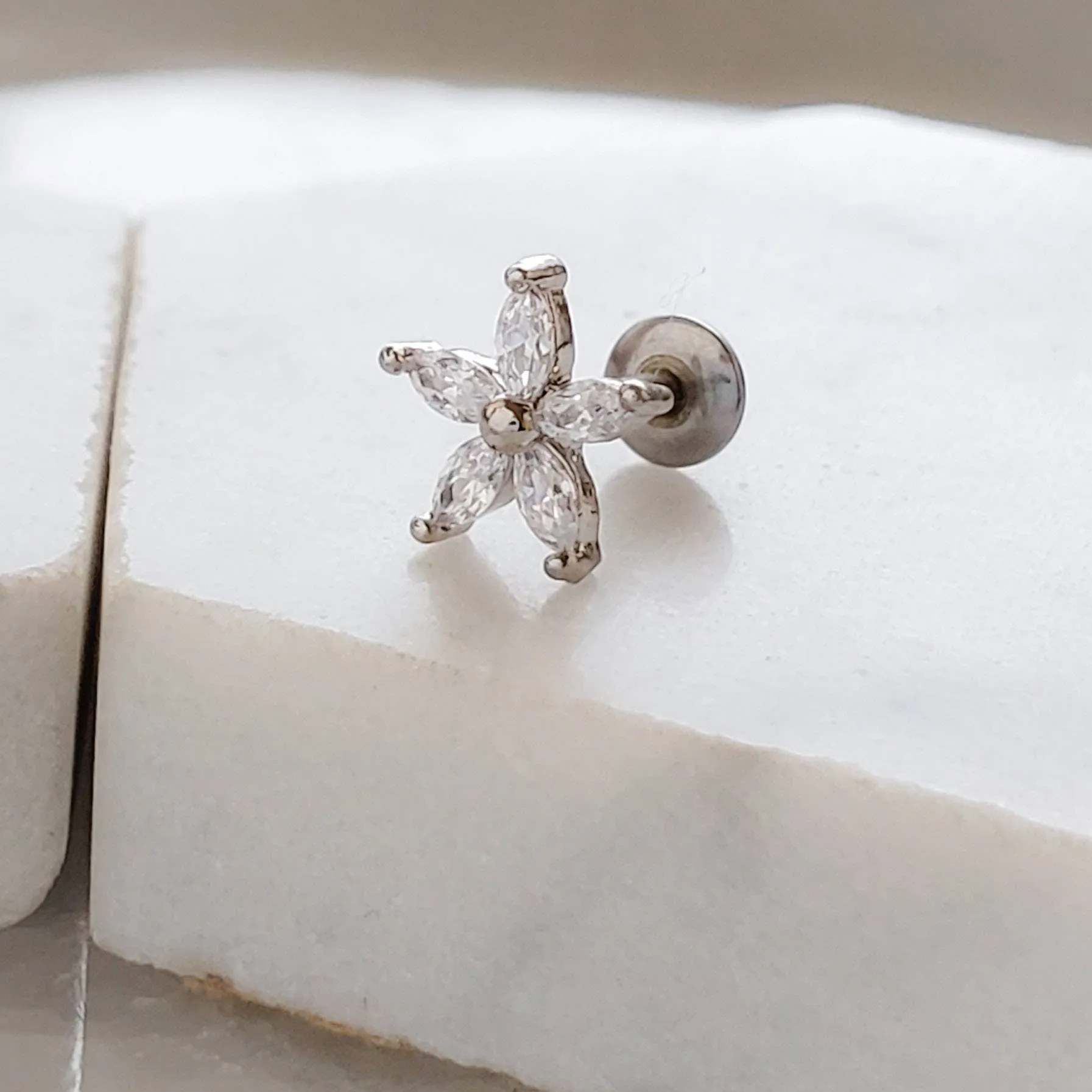 Diamond CZ Flower Stud