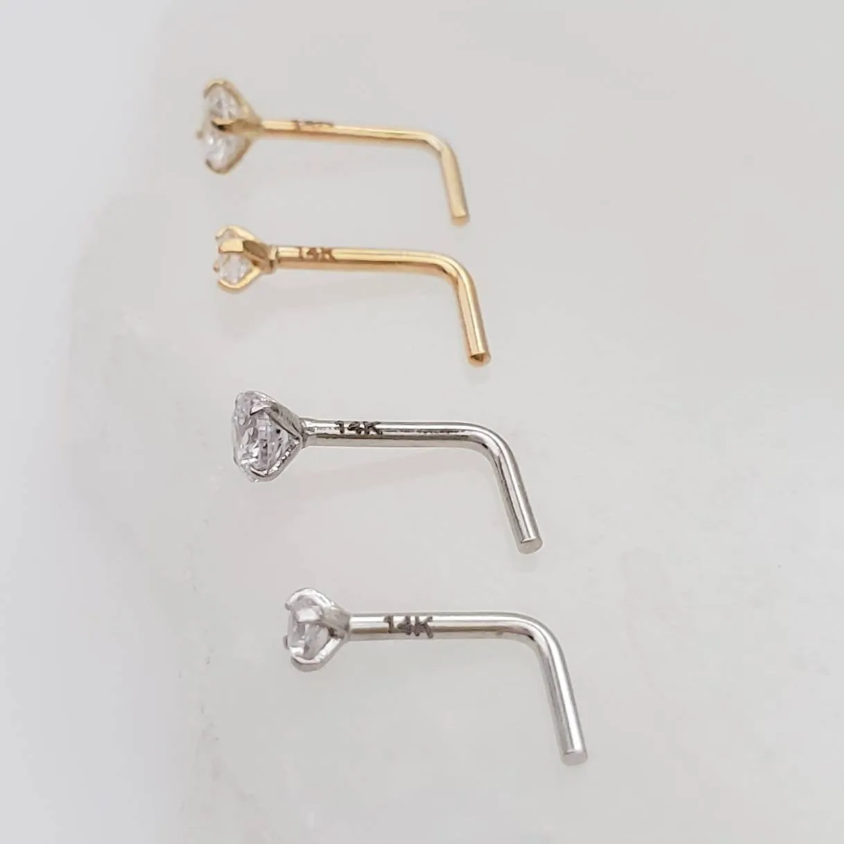 Diamond CZ Nose Stud in 14K Gold