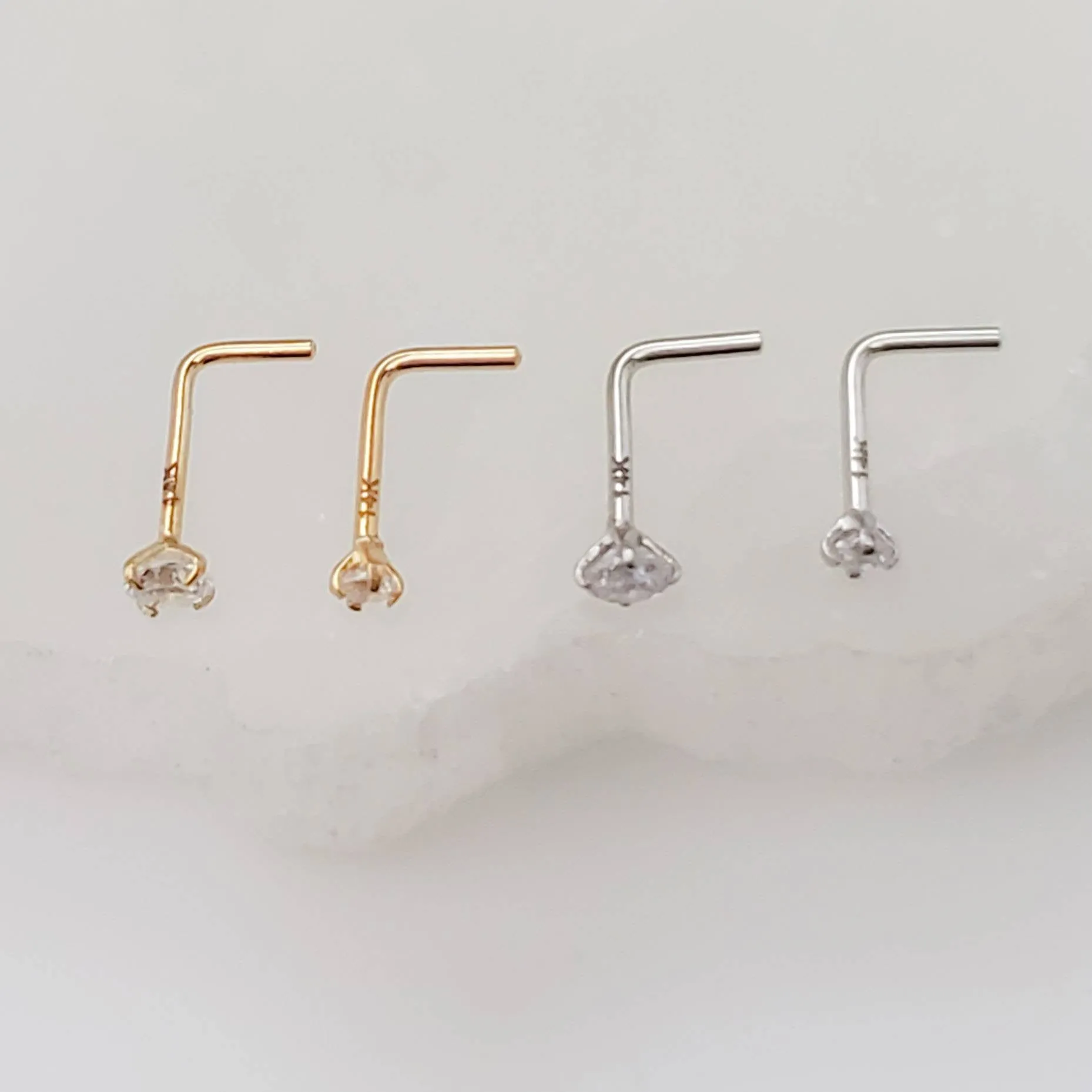 Diamond CZ Nose Stud in 14K Gold