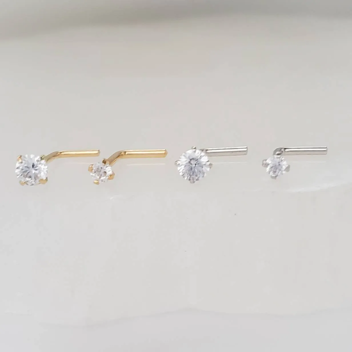 Diamond CZ Nose Stud in 14K Gold