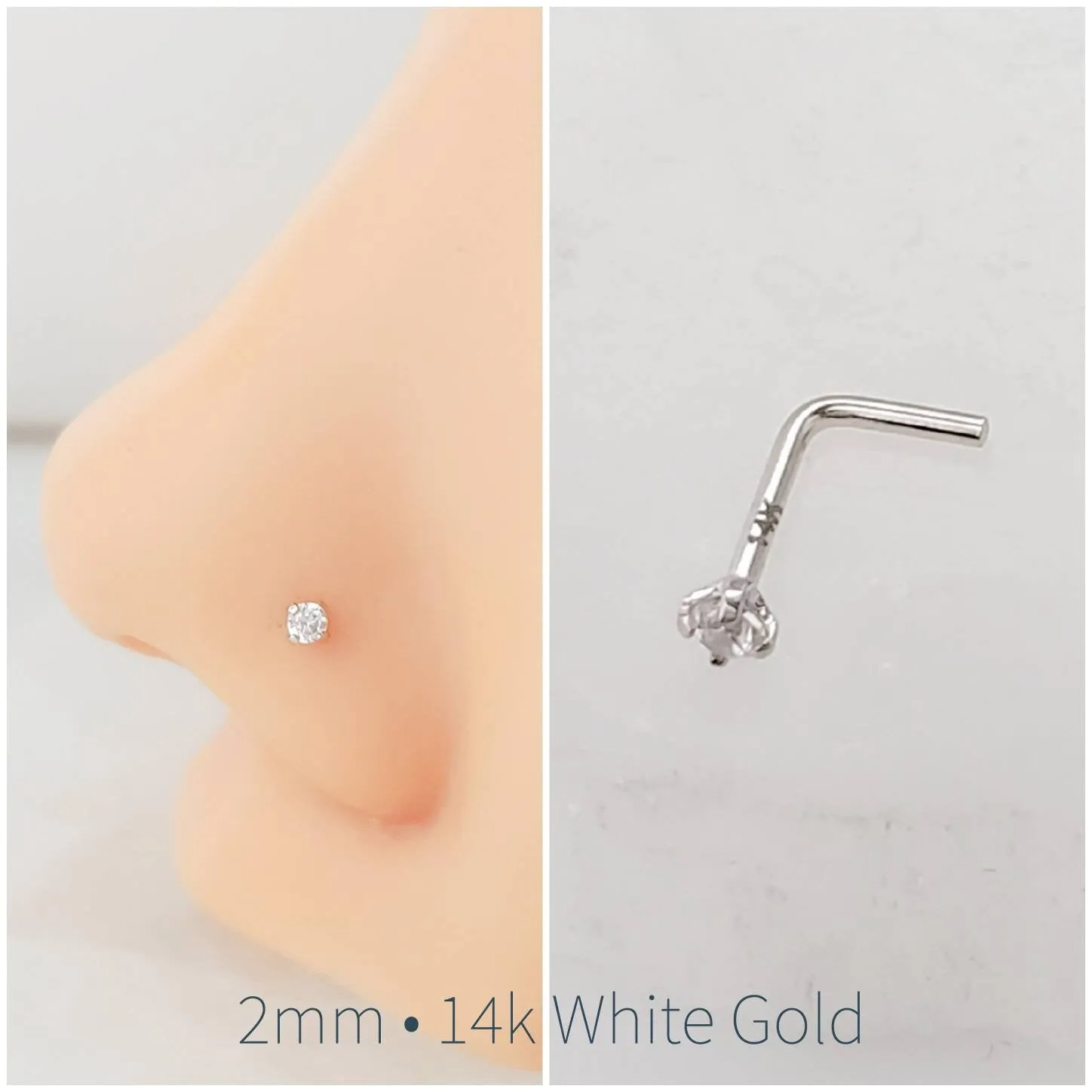 Diamond CZ Nose Stud in 14K Gold