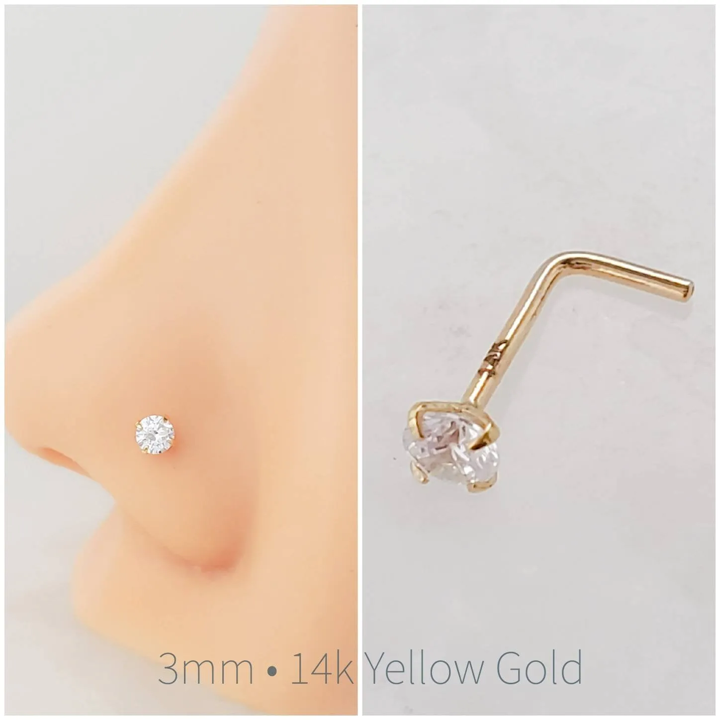 Diamond CZ Nose Stud in 14K Gold