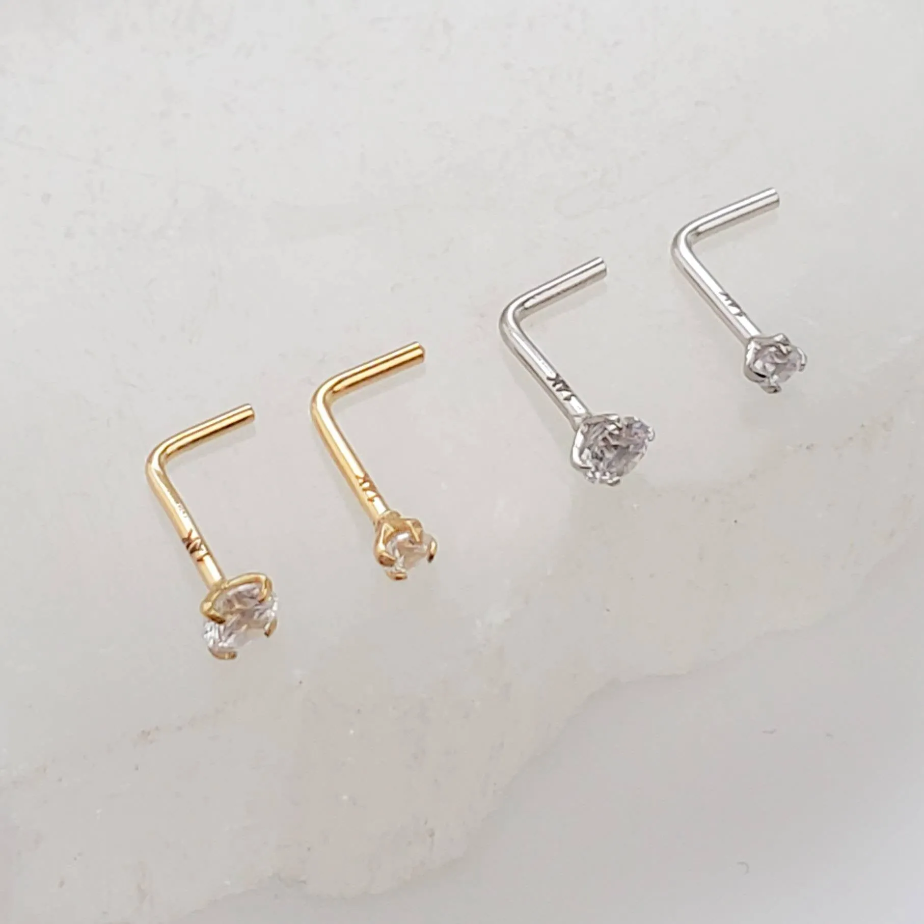 Diamond CZ Nose Stud in 14K Gold