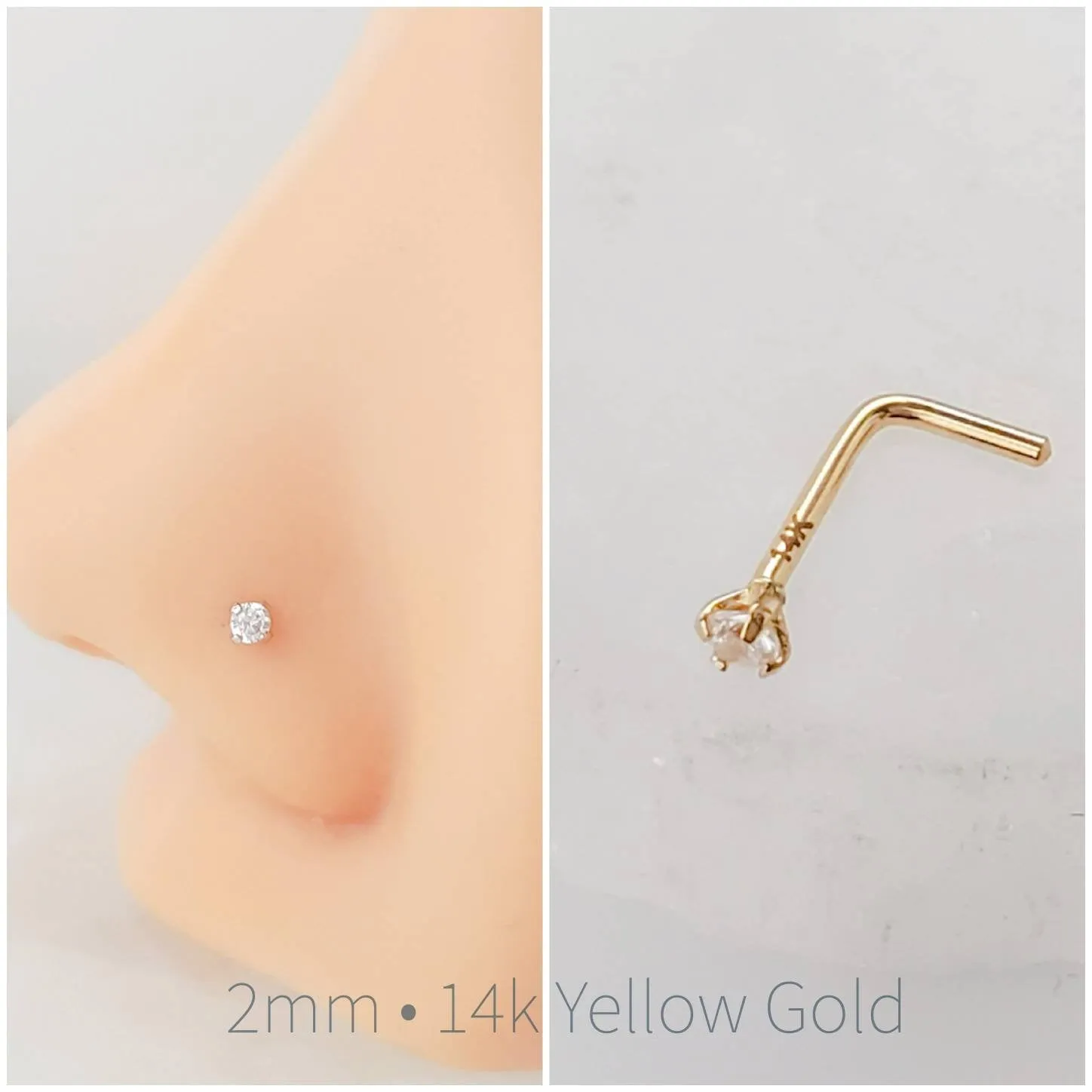 Diamond CZ Nose Stud in 14K Gold