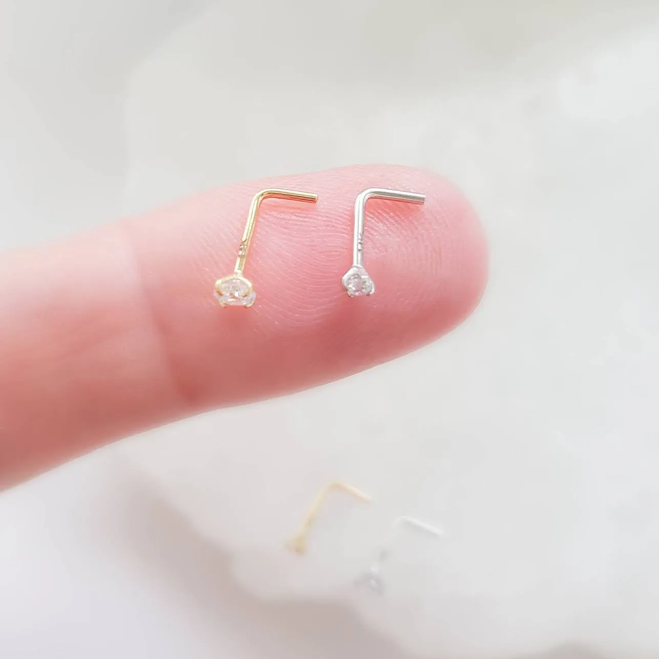 Diamond CZ Nose Stud in 14K Gold