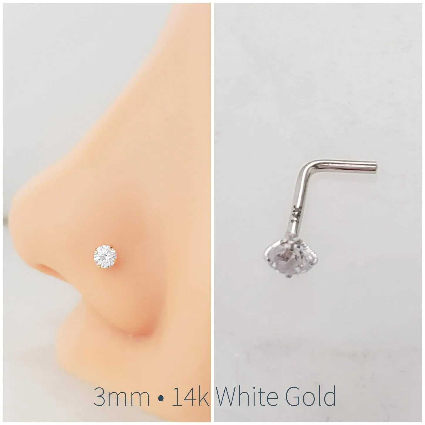 Diamond CZ Nose Stud in 14K Gold
