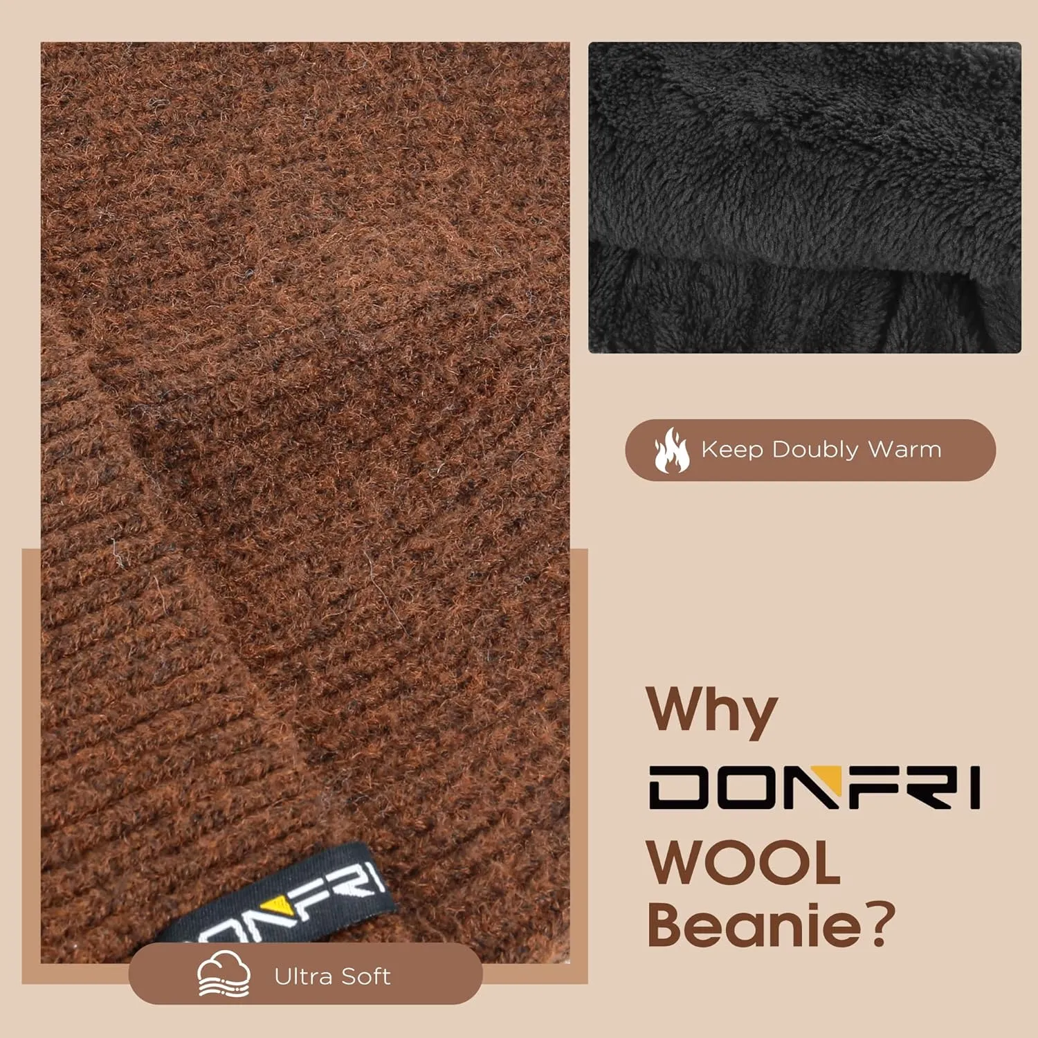 Donfri Wool Winter Beanie Hats Men Women Beanie Super Soft Warm for Winter Skull Knit Beanie Gift