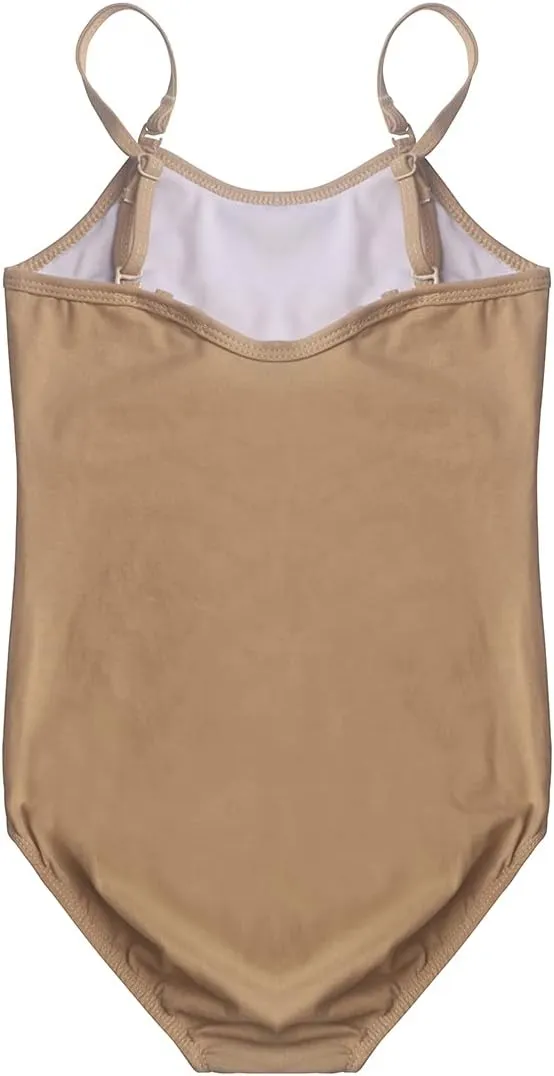 EQSJIU Girls Ballet Leotard Nude Camisole Seamless Dance Undergarment with Adjustable Straps Gymnastics Leotards 2-12 Years