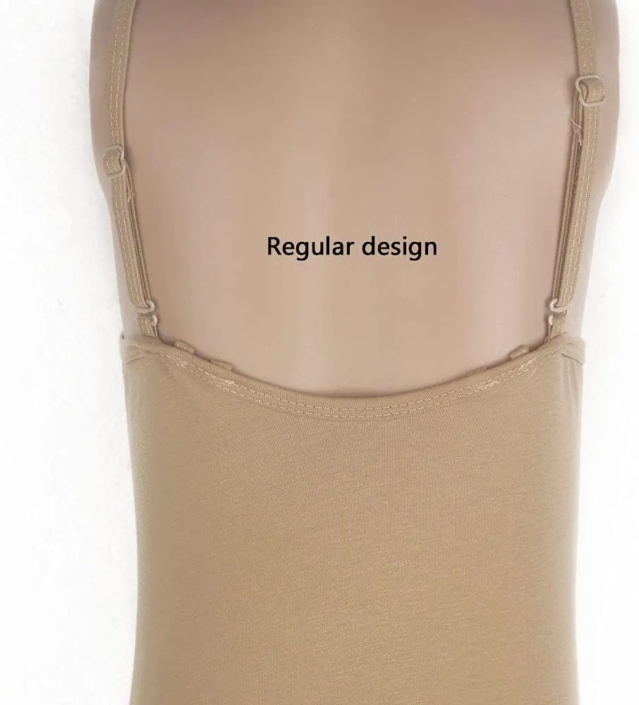 EQSJIU Girls Ballet Leotard Nude Camisole Seamless Dance Undergarment with Adjustable Straps Gymnastics Leotards 2-12 Years