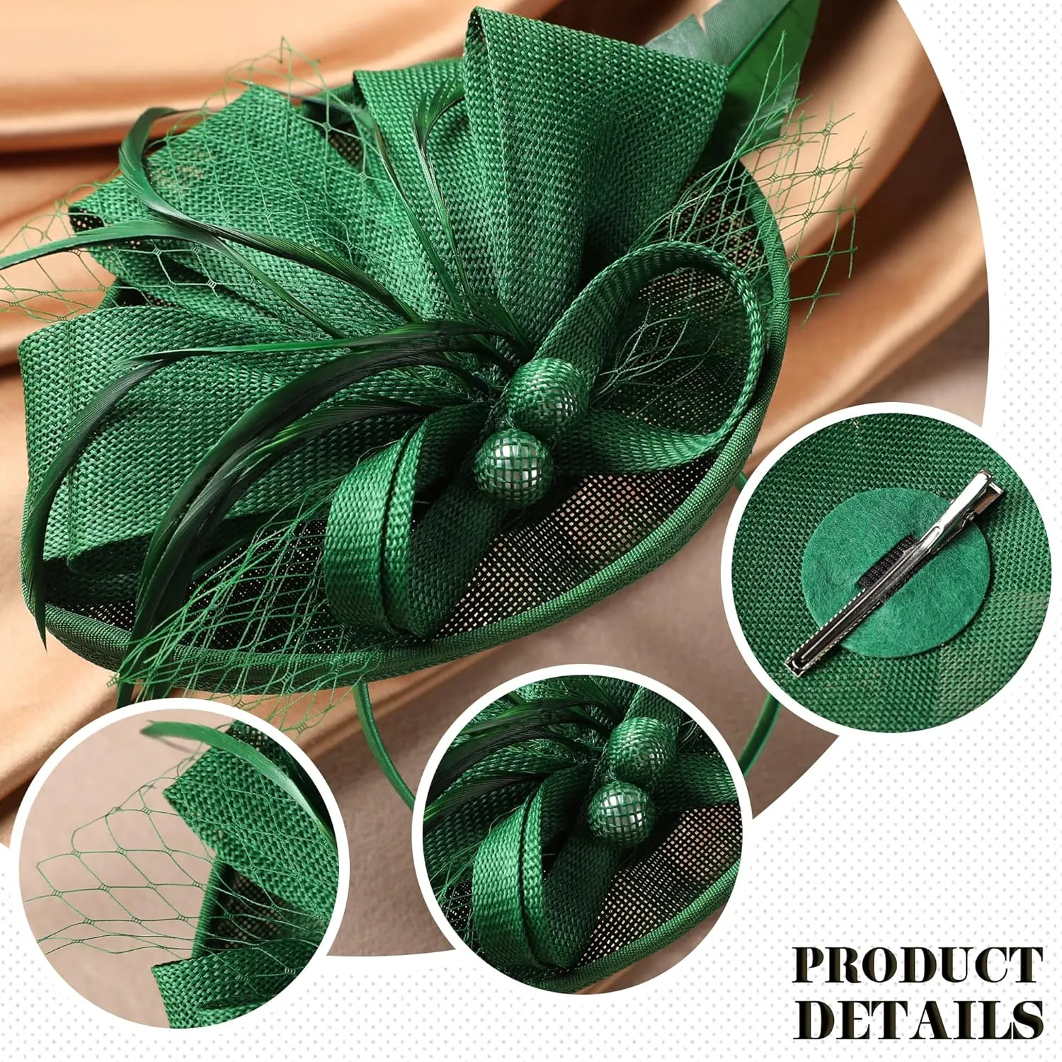 Fascinator Tea Party Hat - 2025 Derby Pillbox Kentucky Hat for Women (7.87x5.9inch)